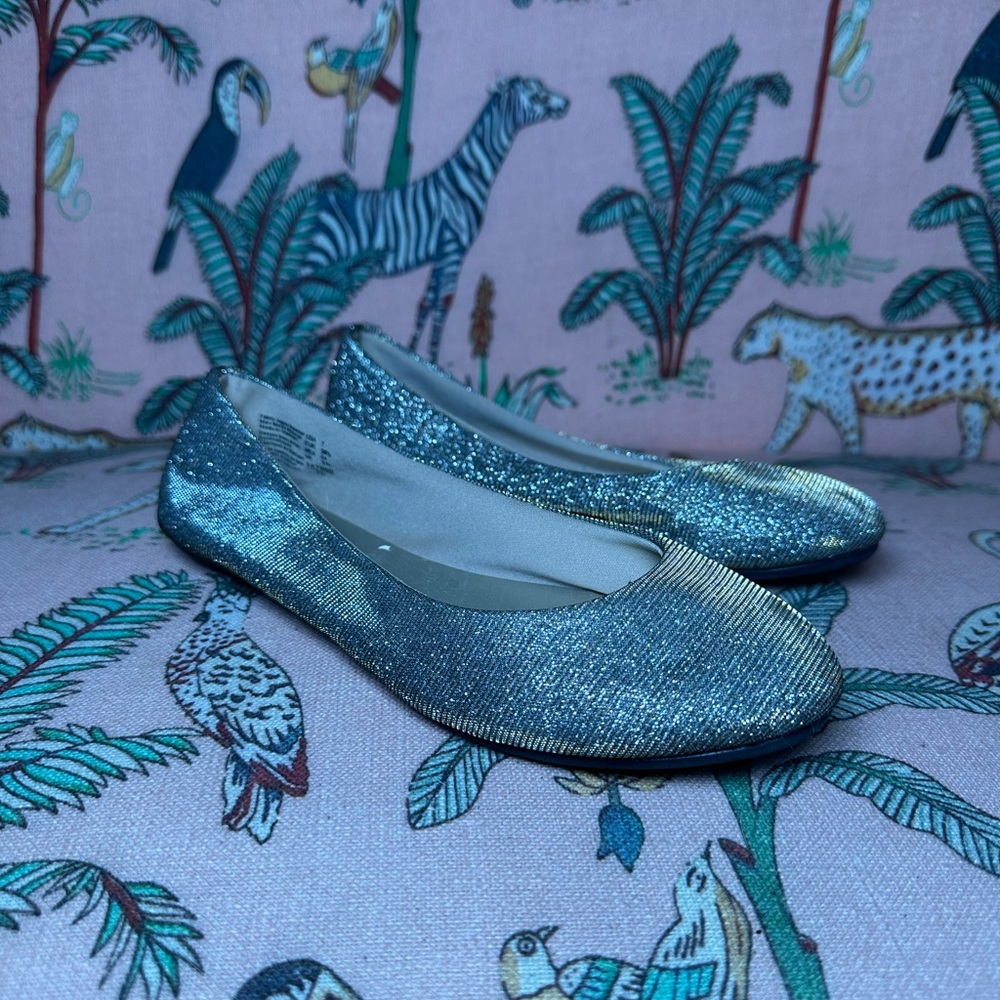 Lower East Side Women Glitter Metallic Shoes Neutral Ballet Flats Gold Slides 7M